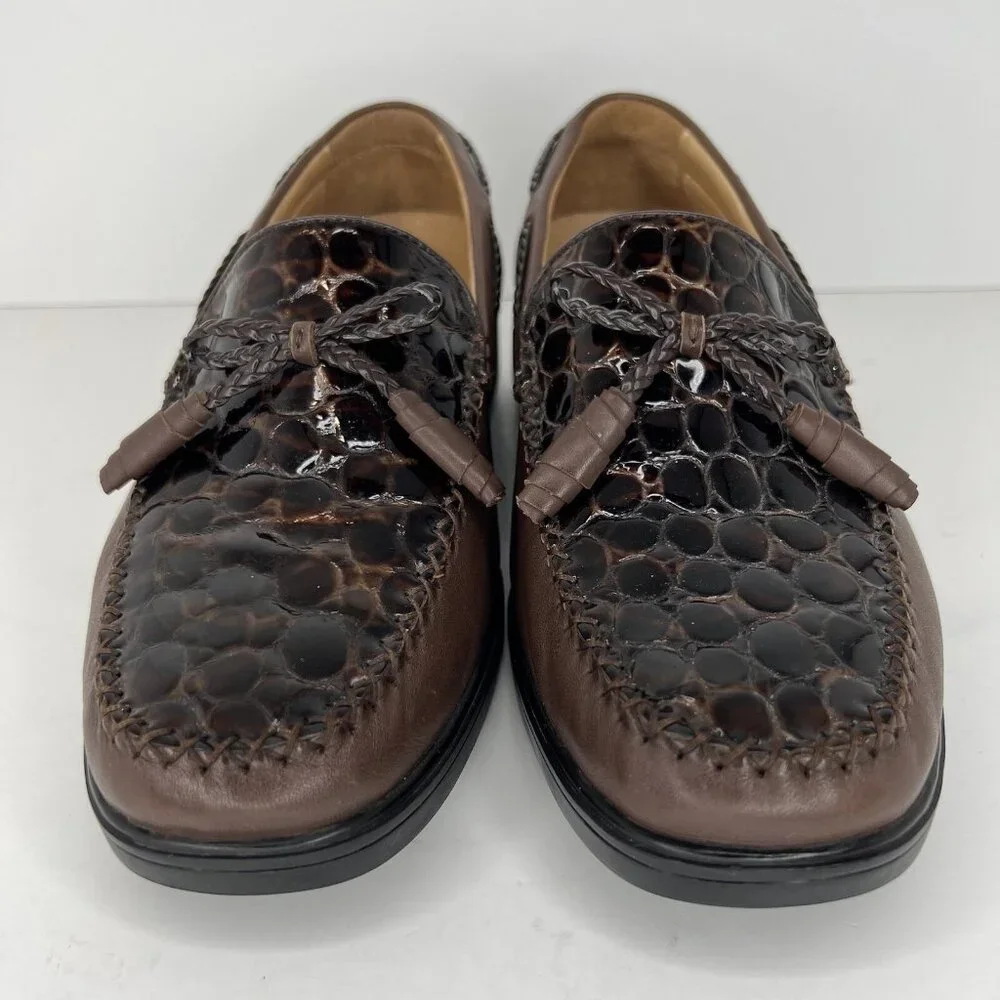Gravity Defyer by AIW Crocodile Pattern Patent Leather Mens Size 8 Comfort Shoes